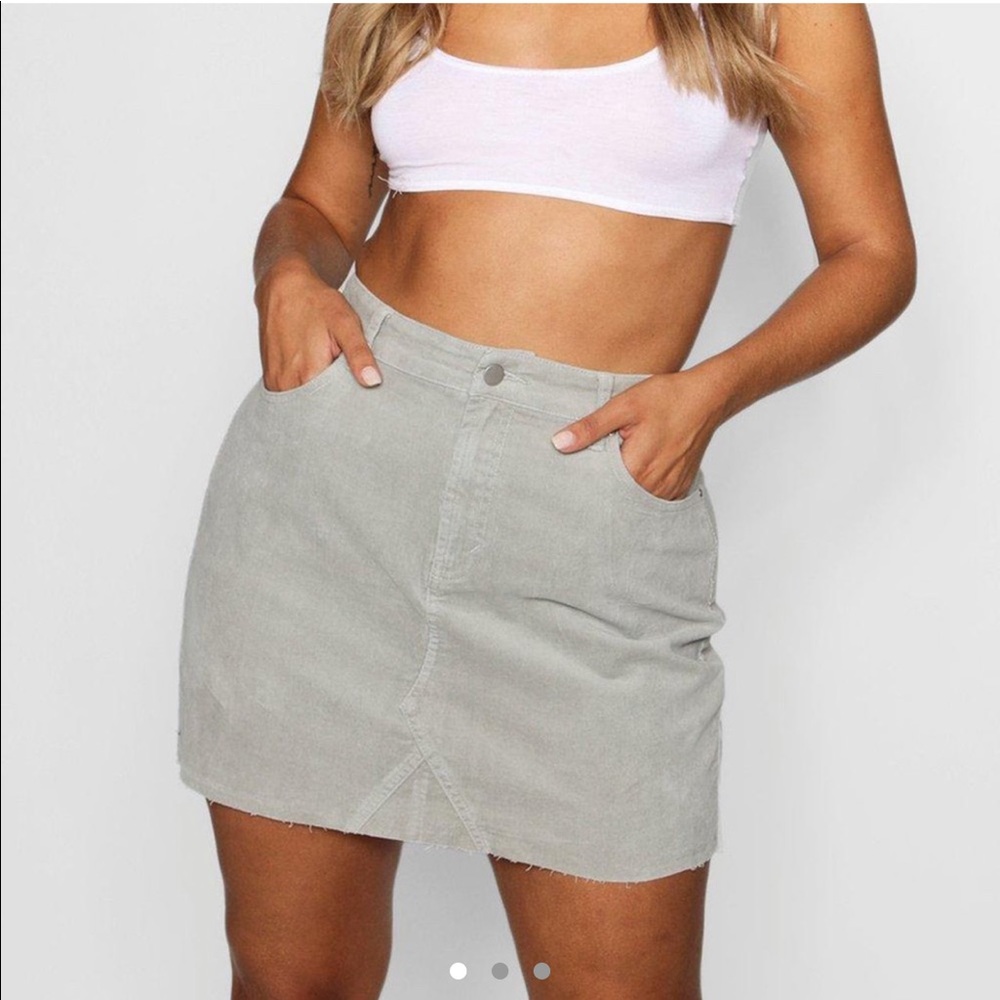 GREY CORDUROY MINI SKIRT